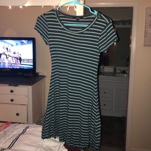 Green striped tee shirt dress